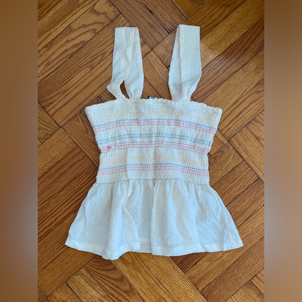Madewell Texture & Thread Smocked Peplum Tank Top